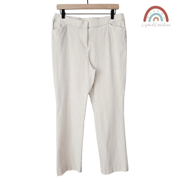 Chico's Secret Stretch Striped Straight Leg Slimming Pants - Picture 3 of 12